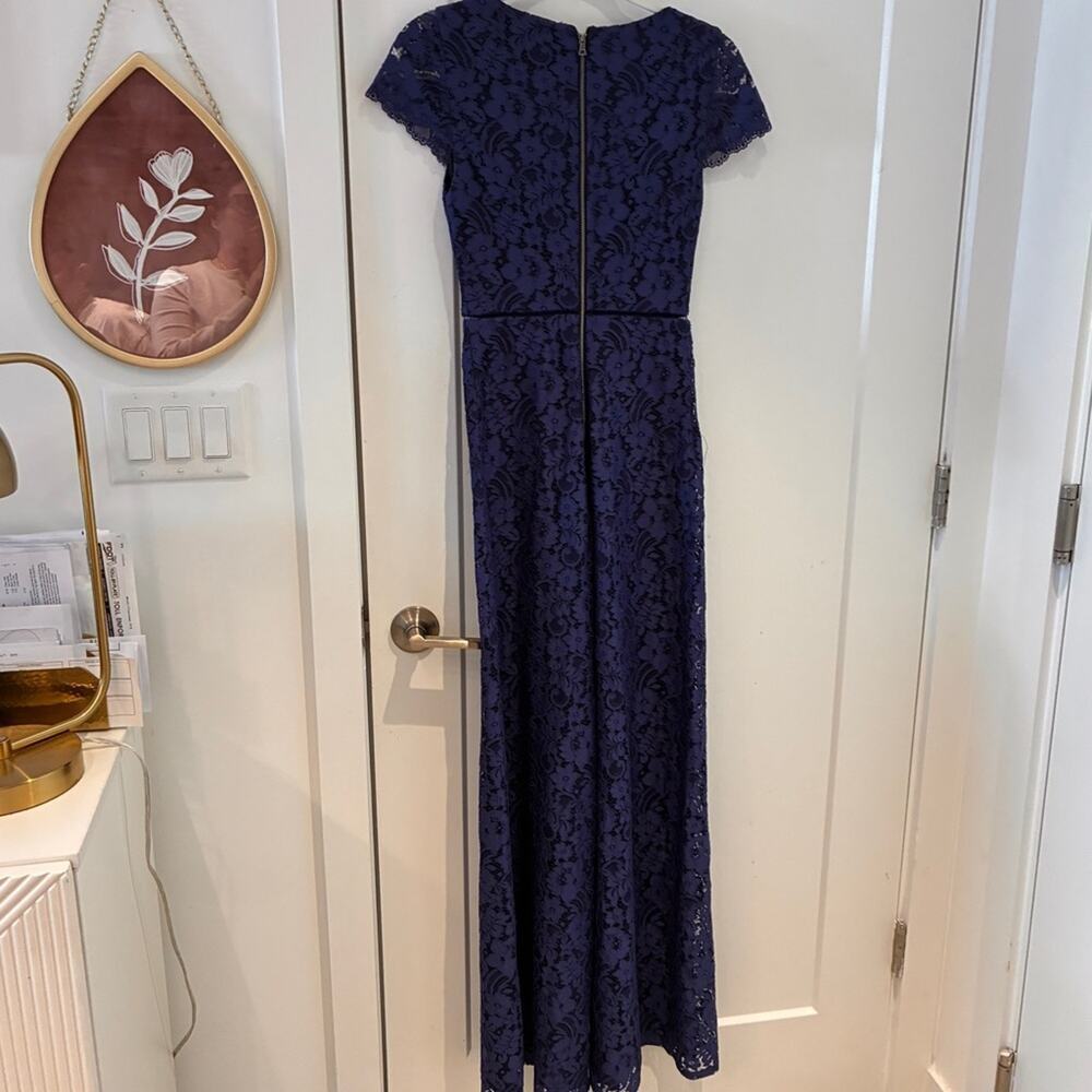 Alice + Olivia Navy Blue Lace Mariam Wise Leg Jumpsuit Sz 0 - Picture 3 of 11